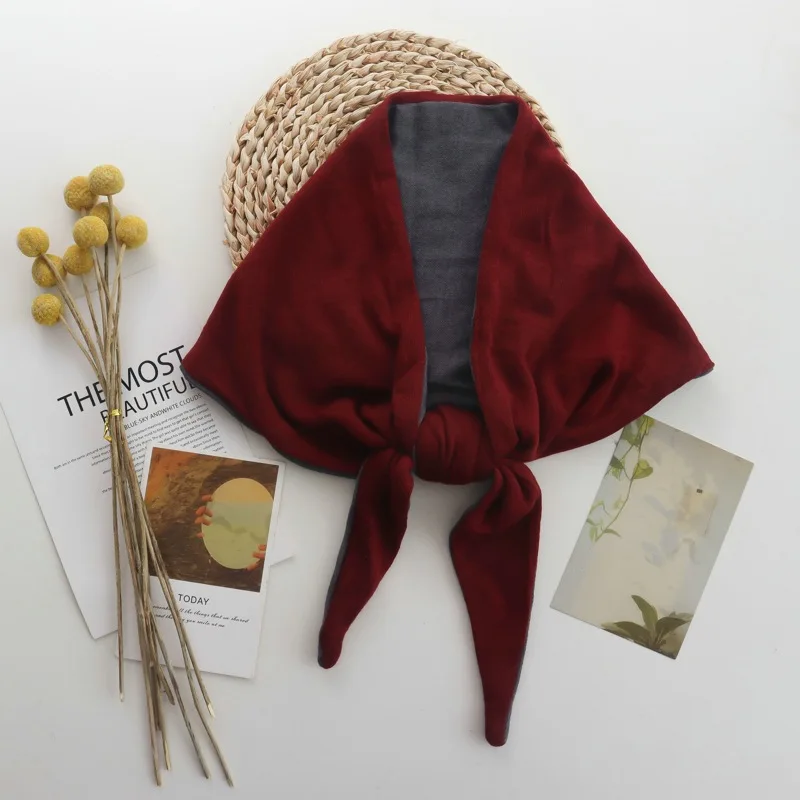 New Style Soft Touch Commuter Double-Sided Color Matching Diamond Scarf JapaneseStyle Bandage Dress ContrastColor Artistic Scarf