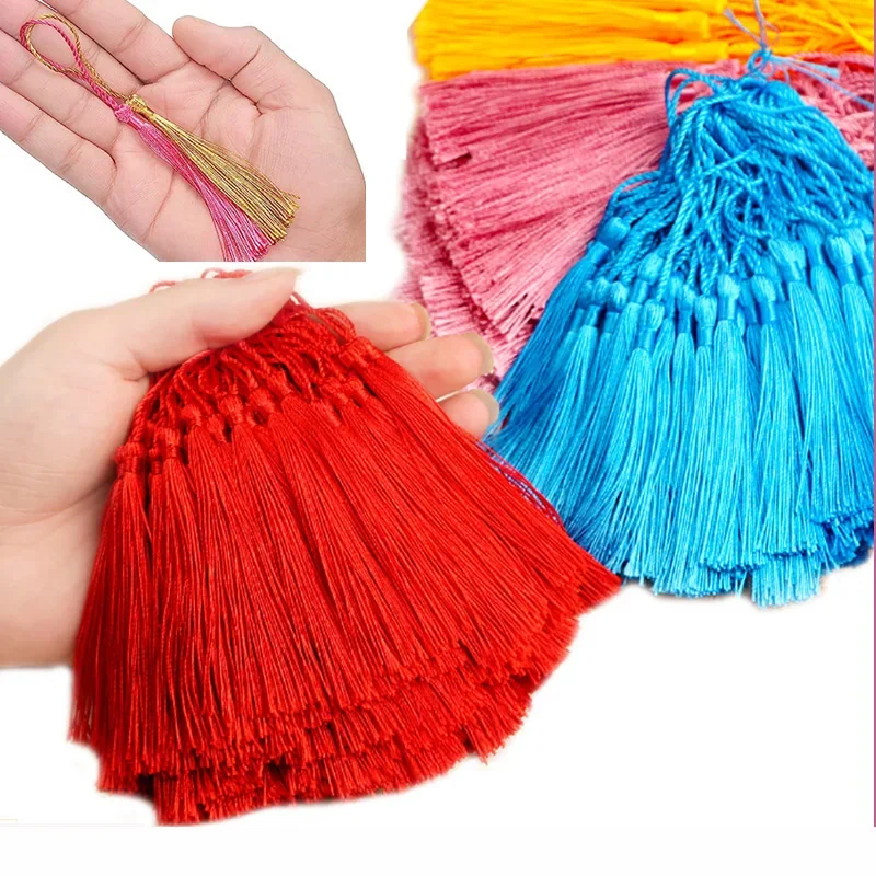 100Pcs 13cm Polyester Silk Tassel Fringe Bookmark Tassels Hanging Spike Crafts DIY Jewelry Making Tassel Pendant Decoration