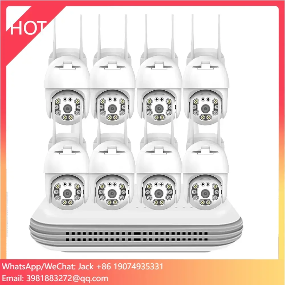 ชุดกล้องวงจรปิดไร้สาย Icsee 8CH 4MP 5MP แบบหมุนได้ พร้อมระบบเสียงสองทาง ระบบความปลอดภัย Wi-Fi กล้องวงจรปิด PTZ