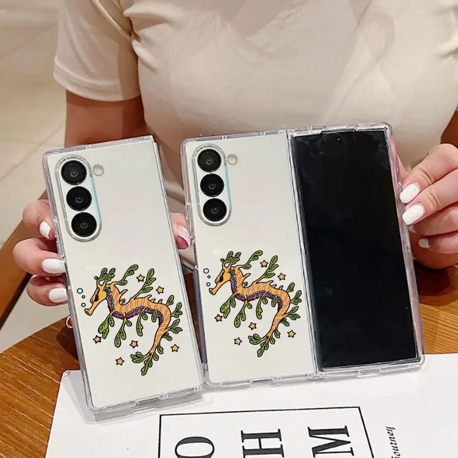 Leafy Seahorse Case for Samsung Galaxy Z Fold 8 Ultra ZFold5 Z Fold 7 6 5 4 3 ZFold7 ZFold6 ZFold4 ZFold3 Phone Funda