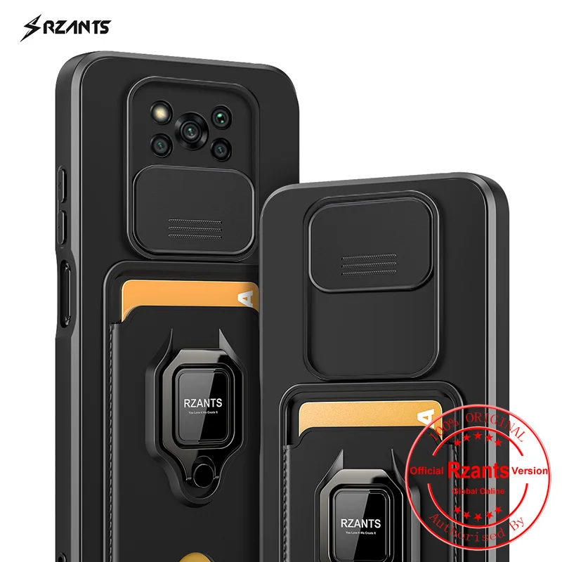 Rzants For Xiaomi Poco X3 Poco X3 NFC X3 X4 Pro Fashion Case[Bison]Smooth business  Push-pull card holder ring armor Case Cover