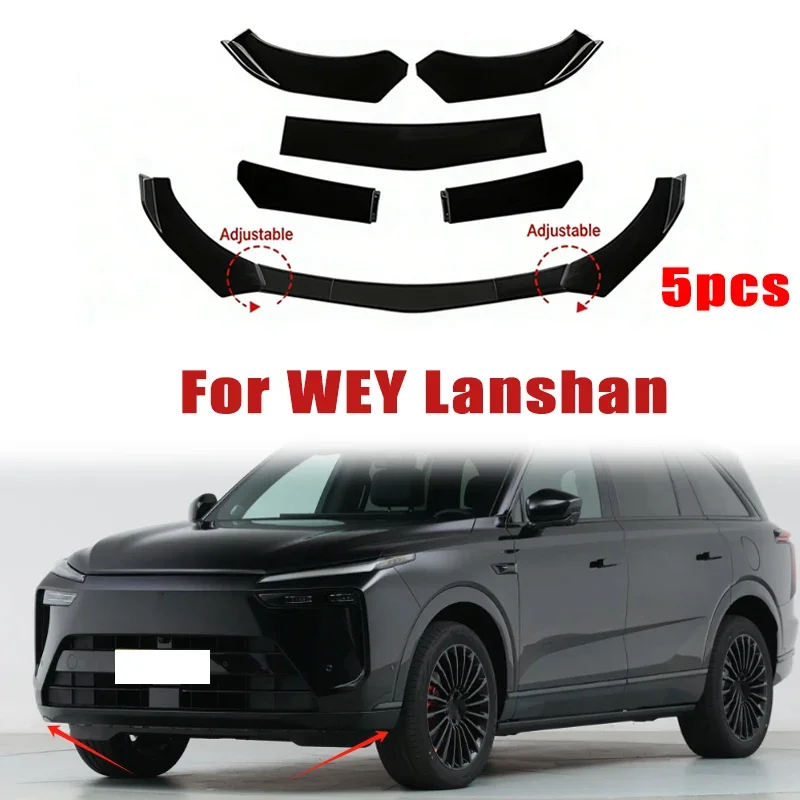 5Pcs ABS Material Universal Car Front Bumper Separator Bumper Lip Body Kit Duck Lip Separator For WEY Lanshan Car Accessories