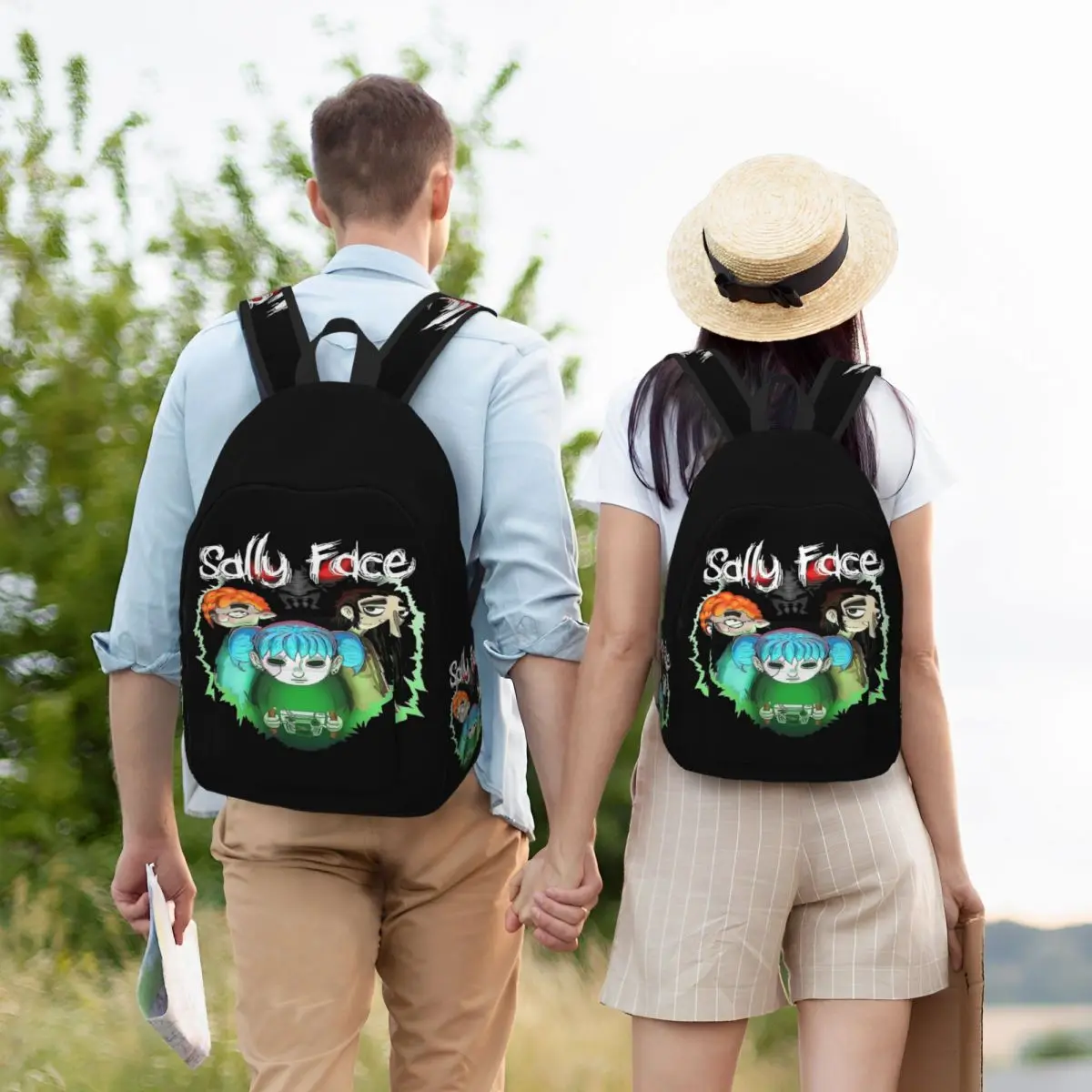 Sally Face Characters Mochila para homens e mulheres, mochila de jogos, bolsas de lona, esportes, estudante, trabalho, laptop, computador, fãs de jogos, clássica