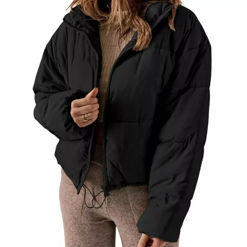 2026 Winter New Fashionable Trendy Down Cotton-padded Jacket for Petite Women Short Solid-color Simple Warm Cotton-padded Coats