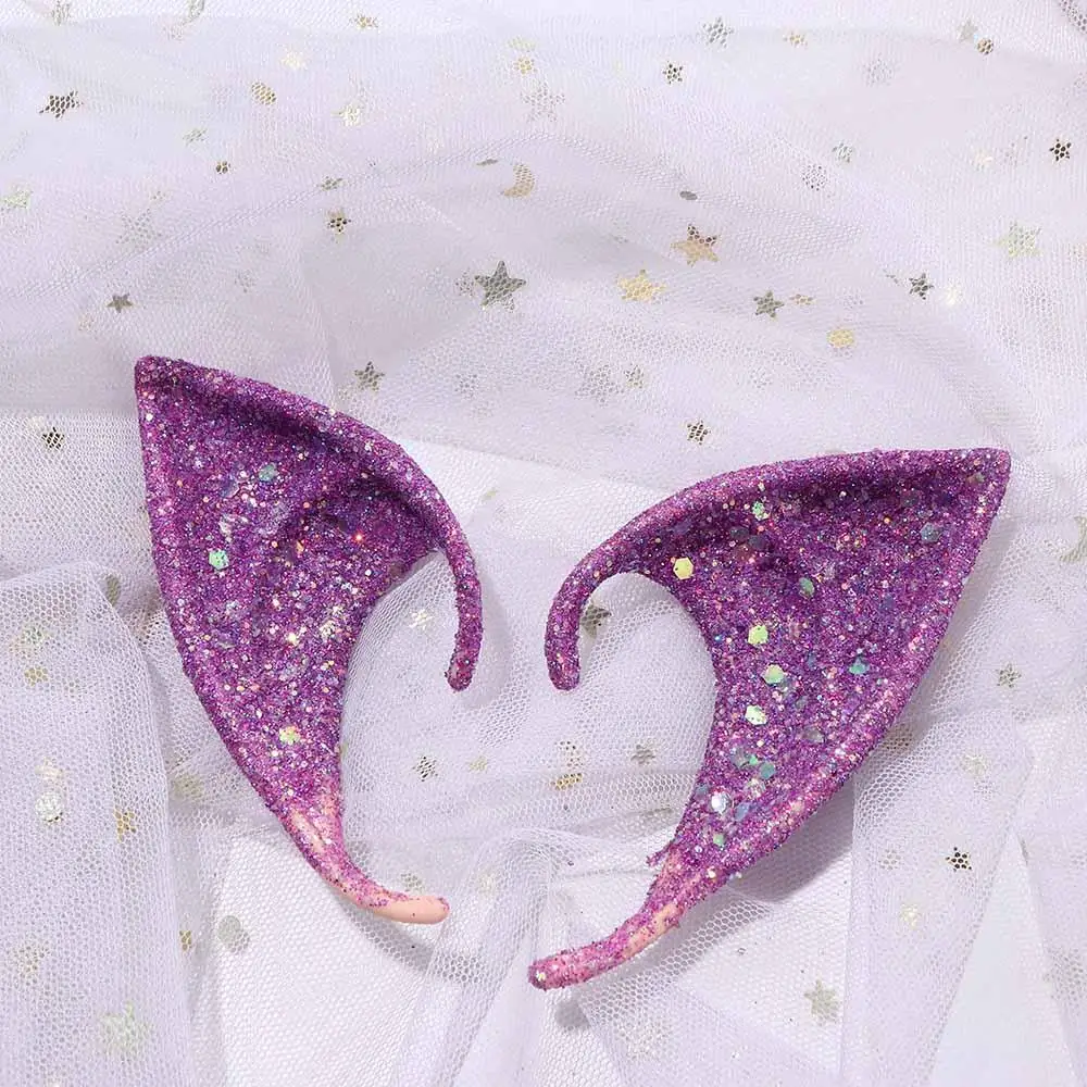 Puntelli per foto Accessori per costumi Orecchie da elfo angelo di Halloween Accessori per cosplay da donna Orecchie in lattice glitter Puntelli per trucco imitazione