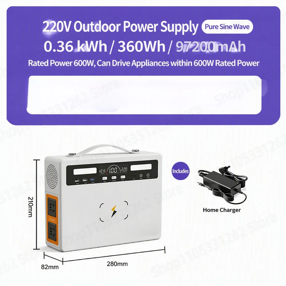 220V Portable Large Capacity Pure Sine Wave Solar Generator Fast Charging for Camping Emergency Home Backup