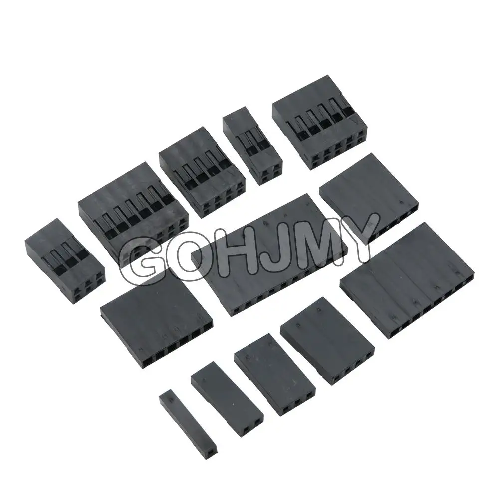 100PCS Dupont Plastic Shell 2.54mm Single /Double Row Dupont Connector 1P 2P 3P 4P 5P 6P 7P 8P 9P 10P 1*4pin/2*5pin Housing