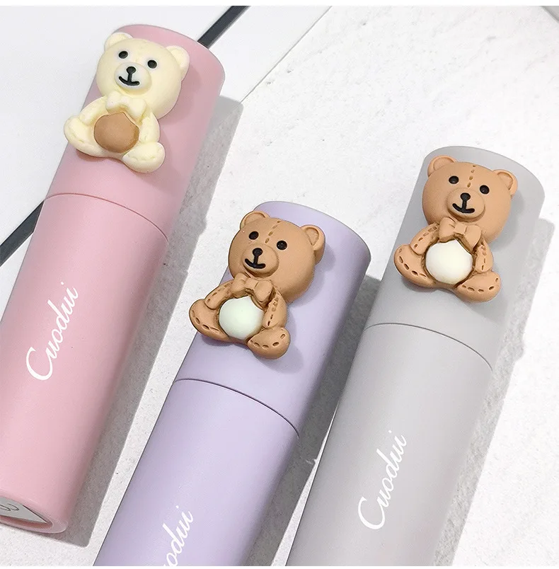 Dulce leche oso terciopelo mate lápiz labial líquido impermeable de larga duración lindo oso brillo de labios taza antiadherente tinte de labios maquillaje de barro
