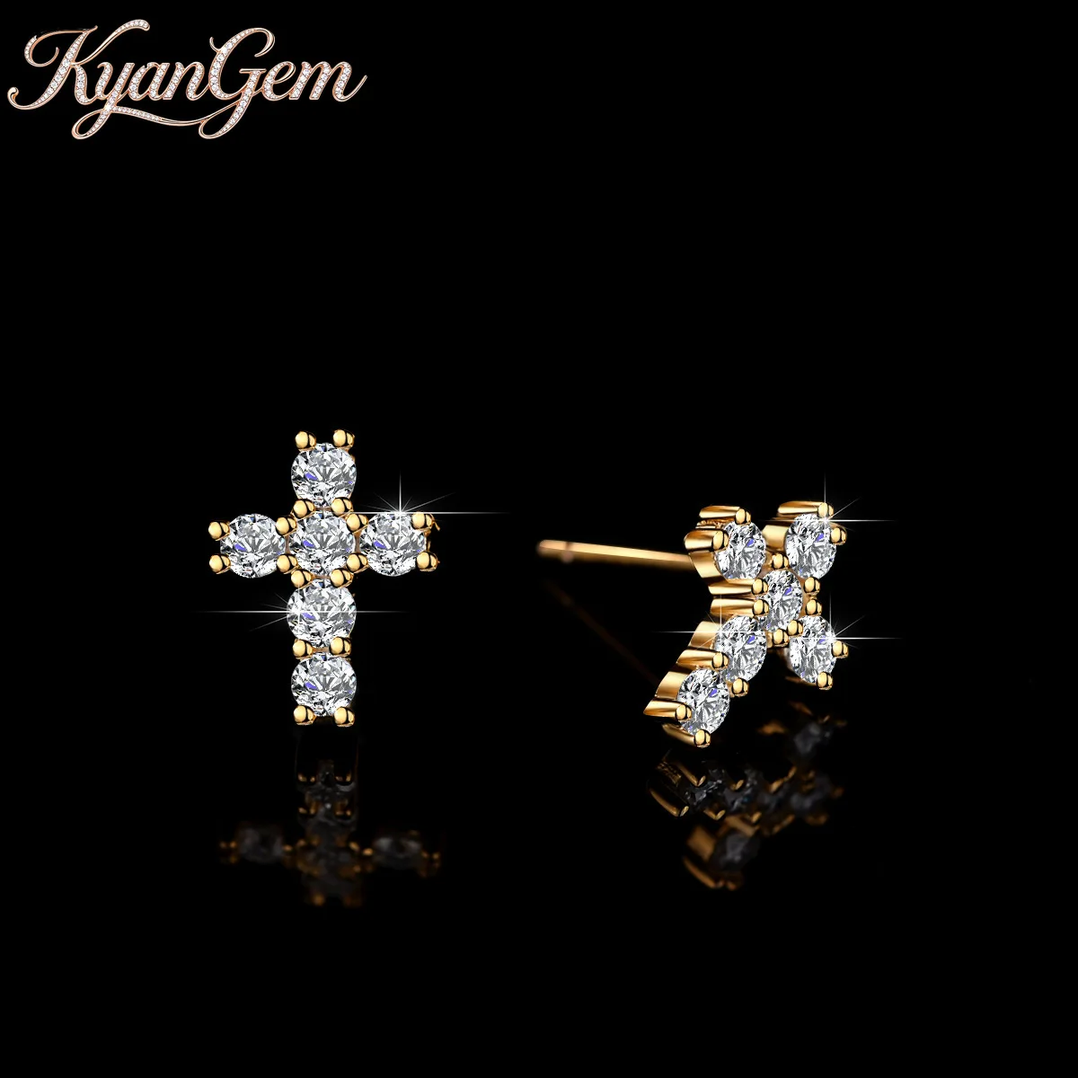 

Серьги KyanGem из 18-каратного золота с муассанитом, цвет D, чистота VVS1, модные серьги-крестики, ювелирные украшения для свадьбы и вечеринок, подарок для нее