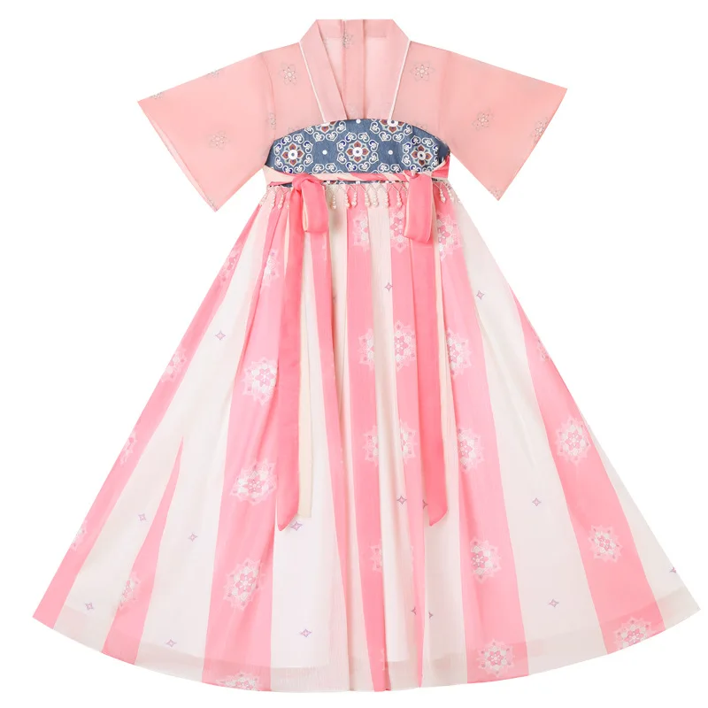 Nieuwe Kinderen Retro Chinese Stijl Bloemenprint Hanfu Kostuum Meisje Feestavond Prestaties Tonen Prinses Rok Cosplay Jurk