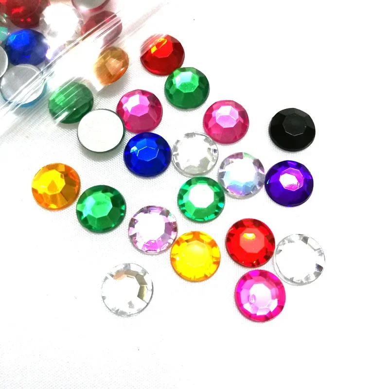 3/4/5/6/7/8/10mm Faceted Round Flat Back Acrylic Rhinestone Gems Loose Diamante Crystal Stones for Nails and Crafts #300609