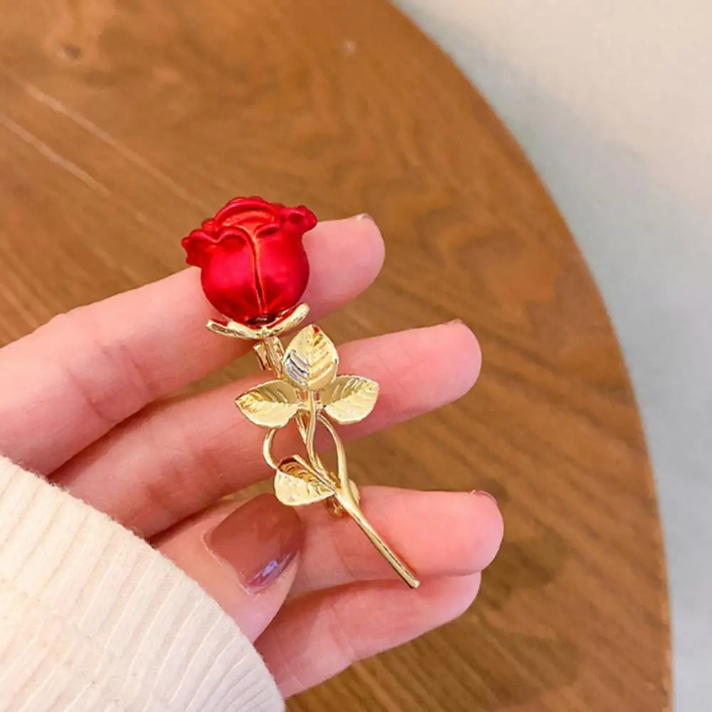 Brooch Alloy Flower Brooch Rose Brooch Jewelry Pin Oil Dripping Process Flower Accessory Suit Coat Collar Hat for Formal