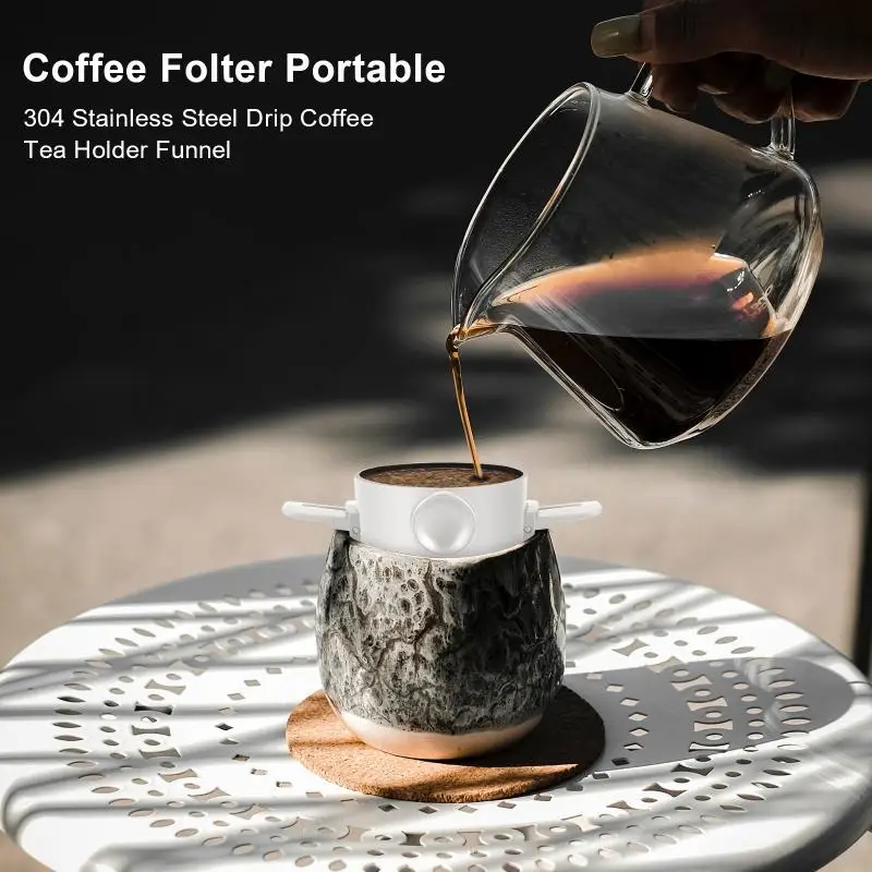 304 Stainless Steel Portable Coffee Filter Drip Coffee Tea Holder Reusable Mug Hand Brewed Coffee Filter Cup Sets