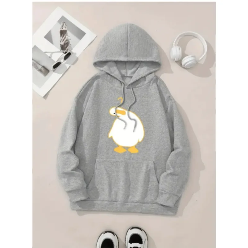 

Cute Crooked Duck Printed Hoodie Hoodie Women's Autumn Winter Top Round Neck Long Sleeve Female Fashion Causal Clothing