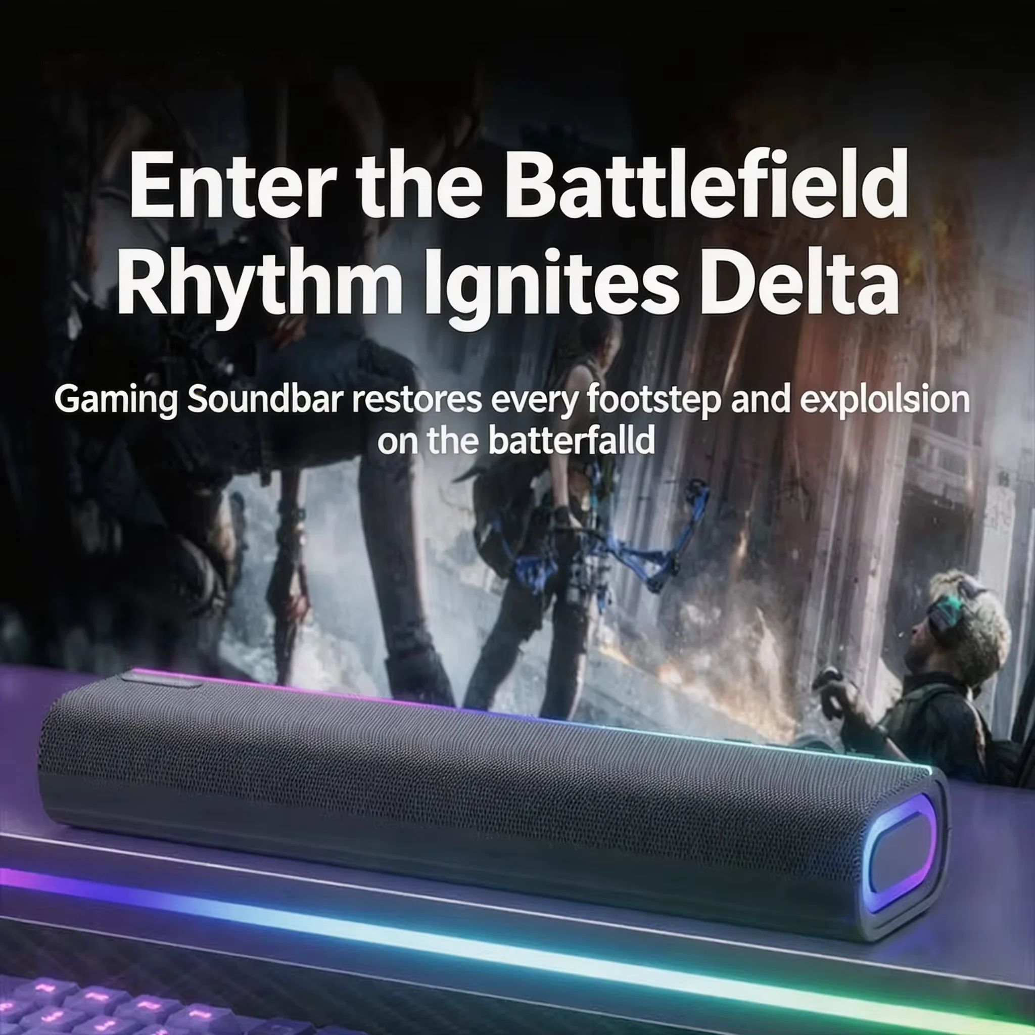 Monster YS02 Gaming Bluetooth 5.4 Speakers for PC Desktop Soundbar with Deep Bass RGB 2000mAh USB Computer Audio