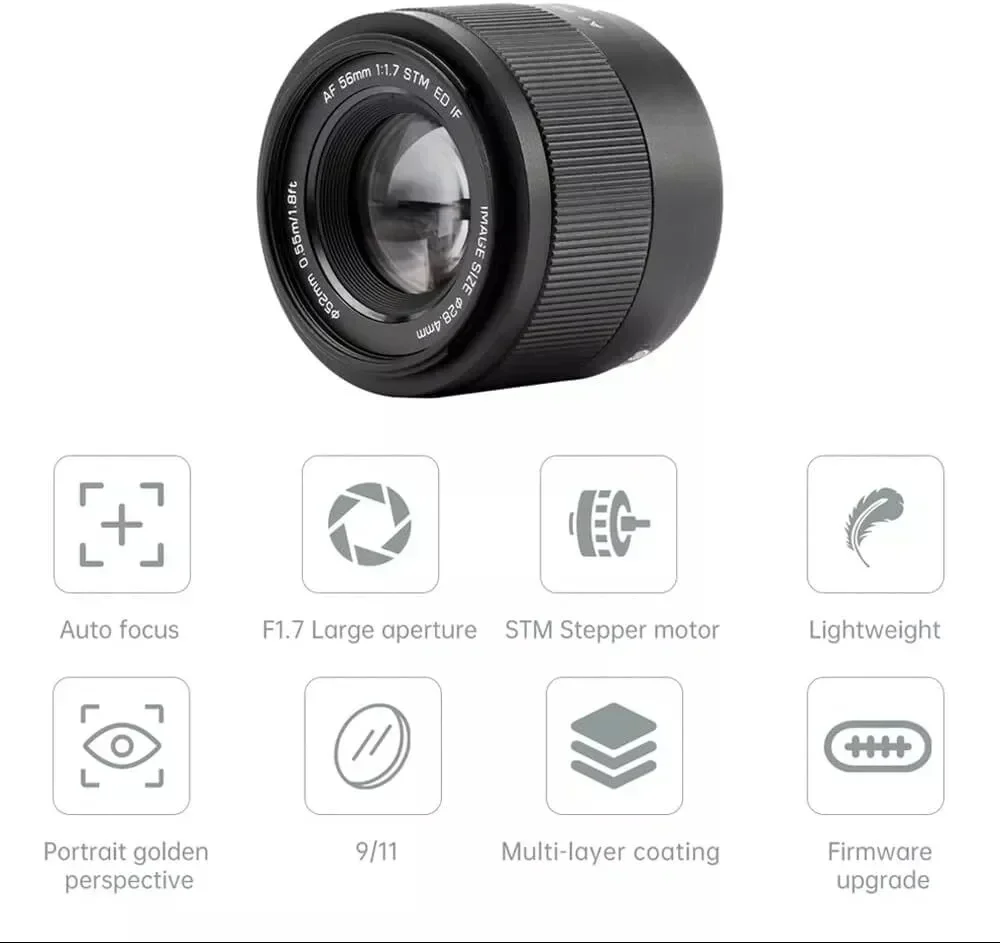 Viltrox 56mm F1.7 Auto Focus APS-C Lens for Fuji X Nikon Z Sony E Mount Mirrorless Cameras X-T4 XF X-T30ii X-Pro3 Z30 Z50