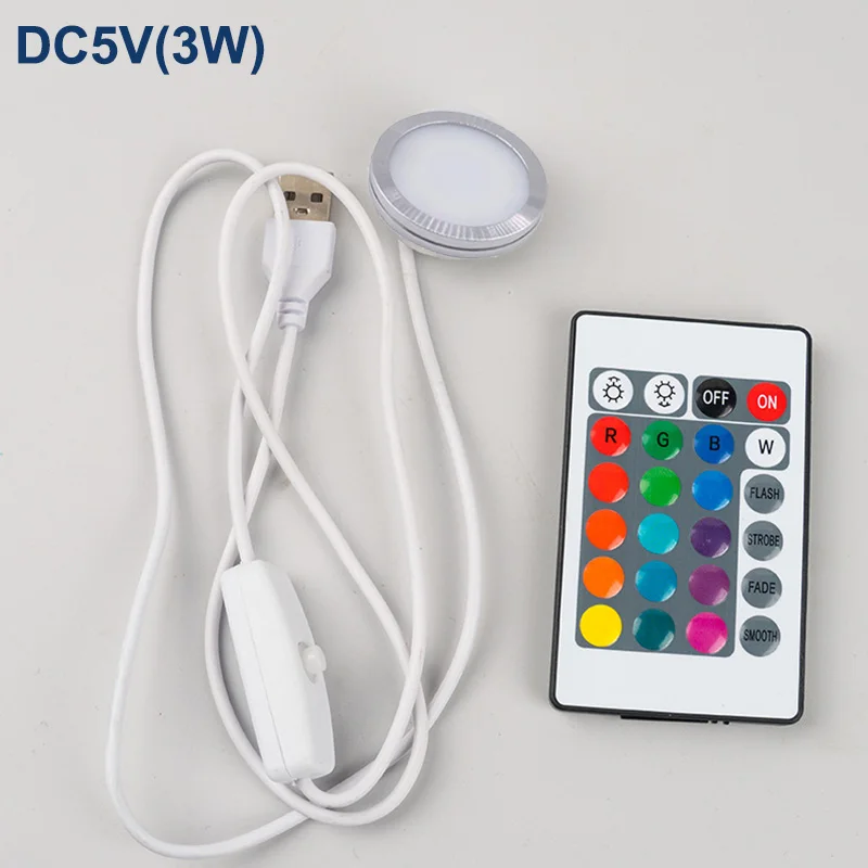 USB 5V 3W RGB Spotlight Surface Installation 5v Controller LED Simple Ceiling Light Wine Cabinet Light Ultra Thin 8mm Downlight