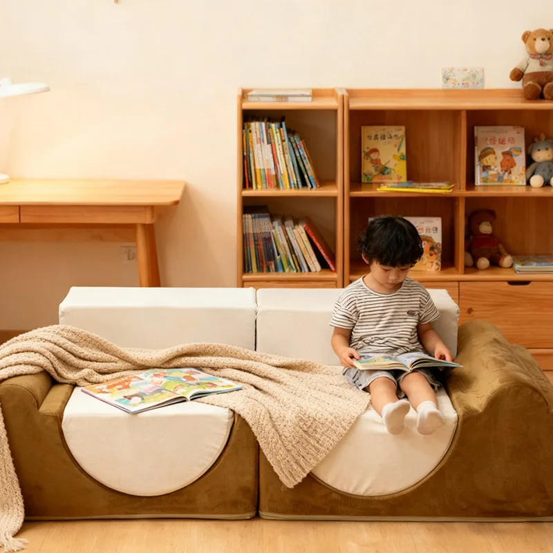 &Modern Children's Sofa Building Block Sofa High-Density Foam Convertible Modular Foldable Compressed Modular Children Sofa Bed