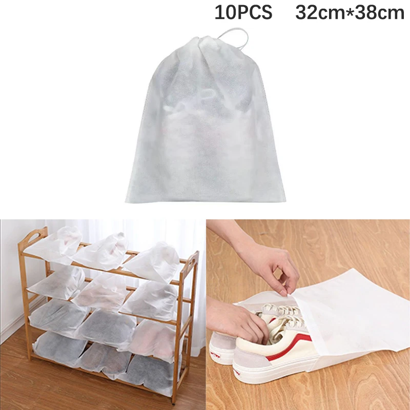 

10Pcs/Set Shoe Dust Covers Non-Woven Dustproof Drawstring Clear Storage Bag Travel Pouch Shoe Bags Drying Shoes Protect Shoes