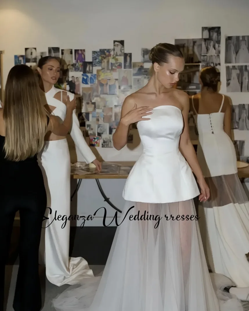 Customized Strapless Satin Tulle Prom Dresses Sleeveless Long Homecoming Dresses A Line Formal Evening Party Gowns 2025