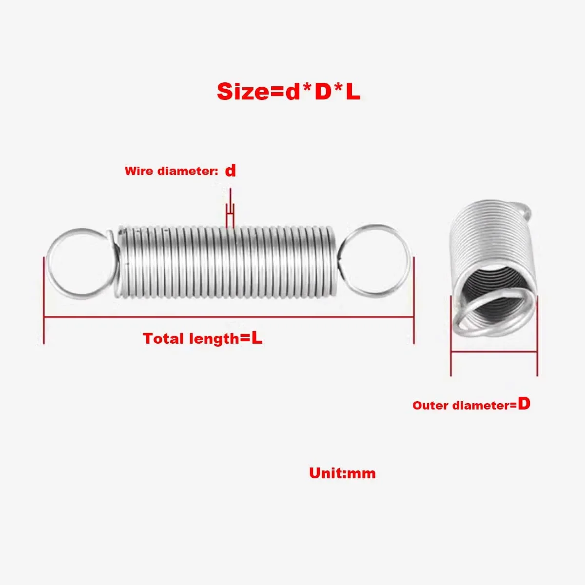 

Stainless Steel 304 Small Tension Spring /Bicycle Saw Aluminum Machine Display Rack Oven Door Spring 1.2/1.5/2