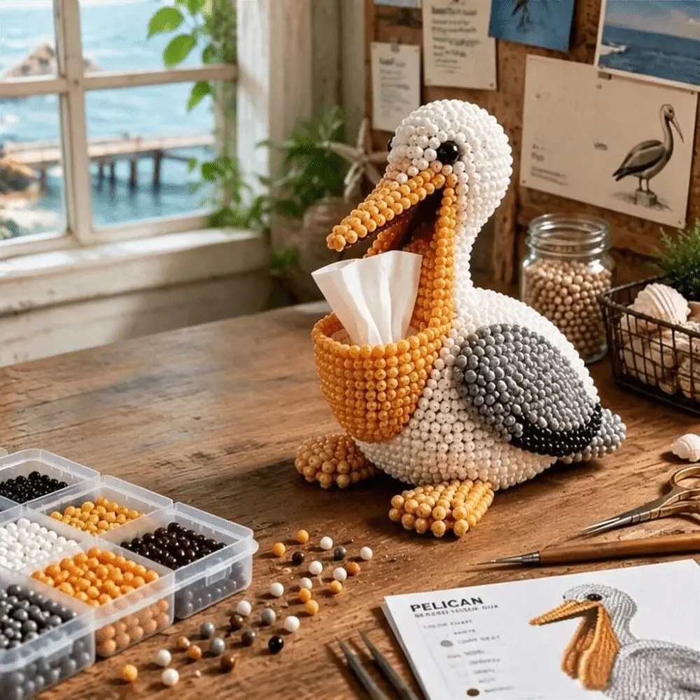 Pelican Elephant Kangaroo Shape Beaded Animal Tissue Box Kit Colorful Beads DIY Beaded Animal Making Material Kit 3 D