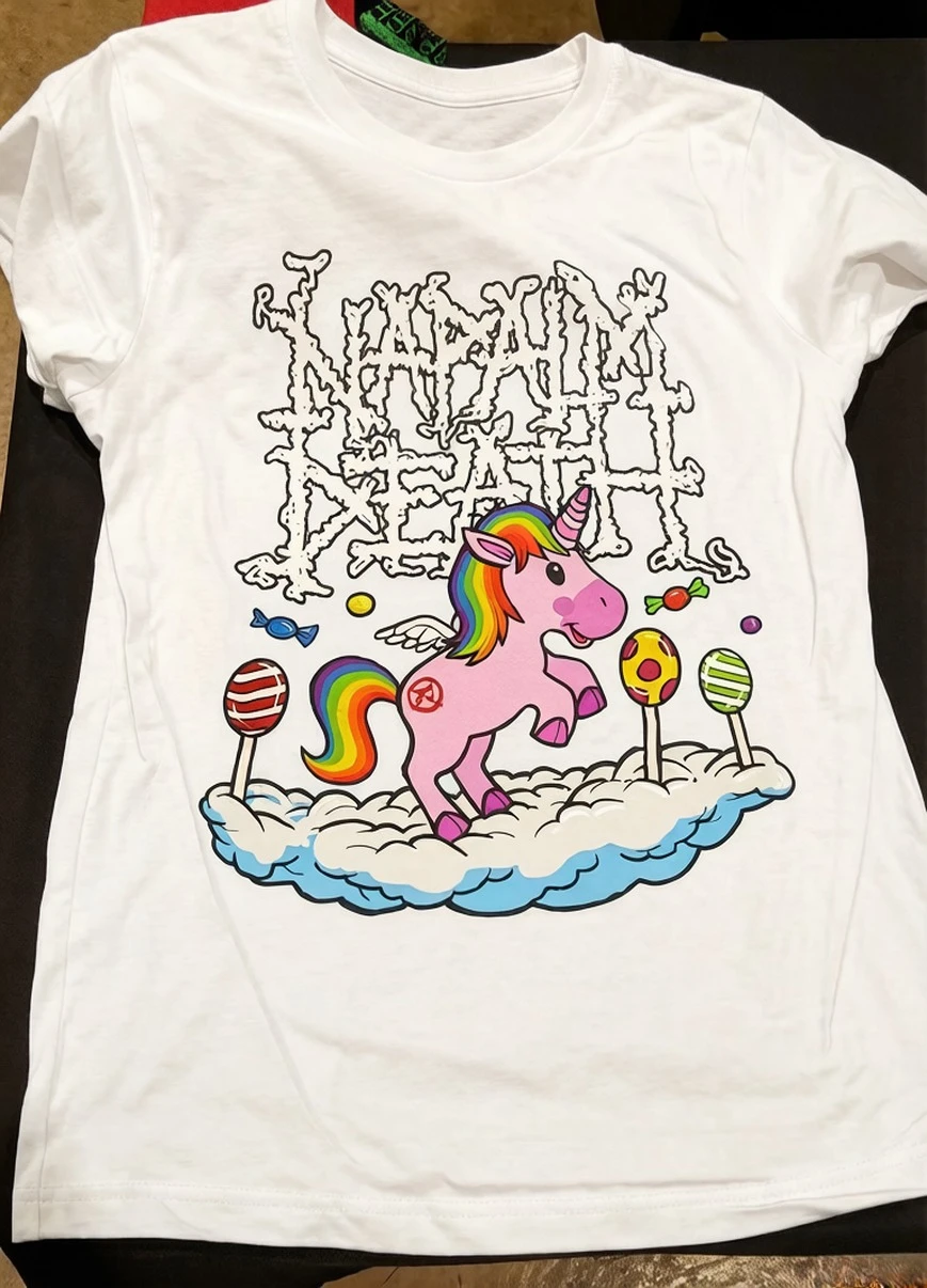 Camiseta de verano Napalm Death Unicorn de algodón para hombres y mujeres, ropa de todas las tallas, ropa Y2k para hombre, adecuada para hombres y mujeres