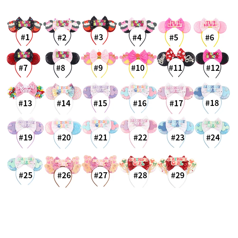 Girls Boys Happy Birthday Disney Mouse Ears Headband For Party Mickey 5