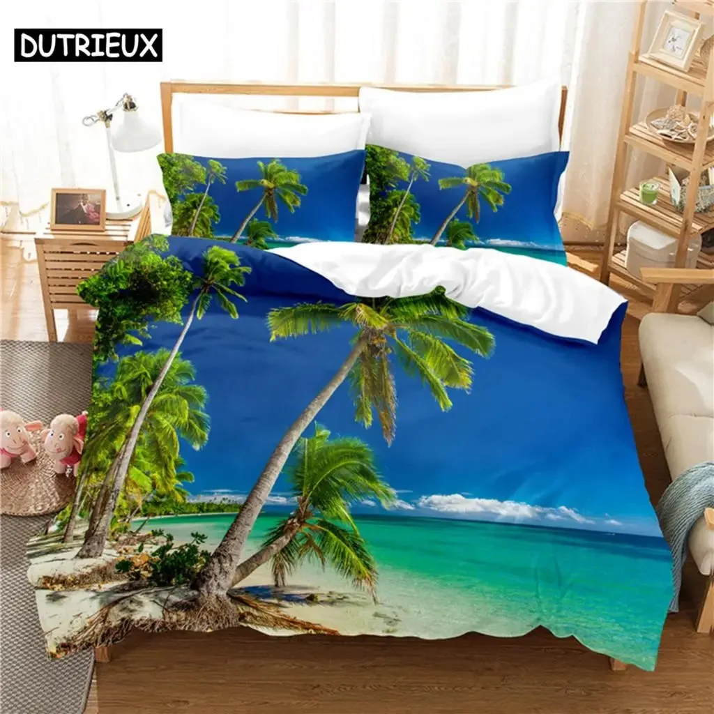 Beautiful Coconut Tree Bedding Set Duvet Cover Set 3d Bedding Digital Printing Bed Linen Queen Size Bedding Set Fashion Design