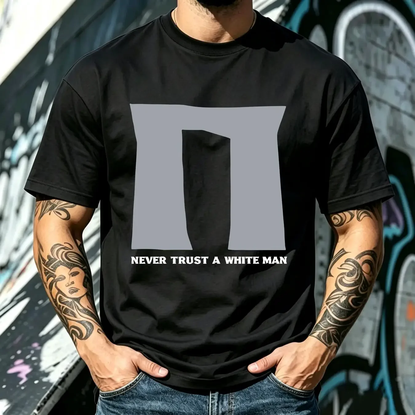 washed T Shirt Pankow Never Trust A White Man Large EBM Industrial Wax Trax Ding Dong long or short sleeves vintage Washed