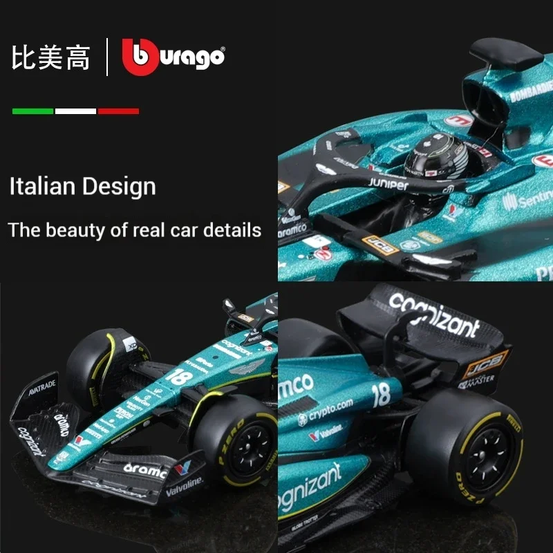 Bburago 2024 1:43 Aston Martin Amr23 F1 Car # 14 # 18 Racing Edition Diecast Model Alloy Luxury Vehicle 4/5000 Car Model Gift