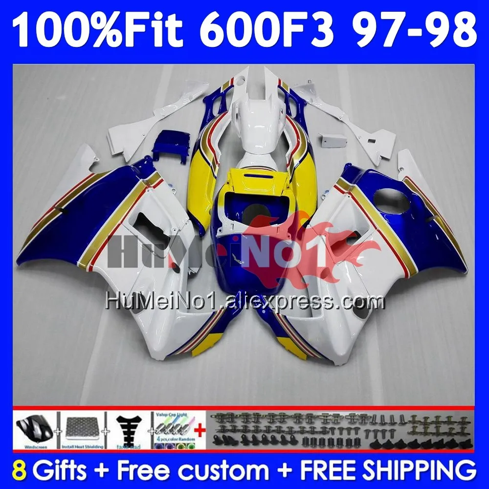 OEM Fairing +Tank For HONDA CBR600 F3 FS CBR600FS 97 98 Rothmans Blue 39No.10 CBR 600F3 600 F3 CBR600F3 1997 1998 Injection Body