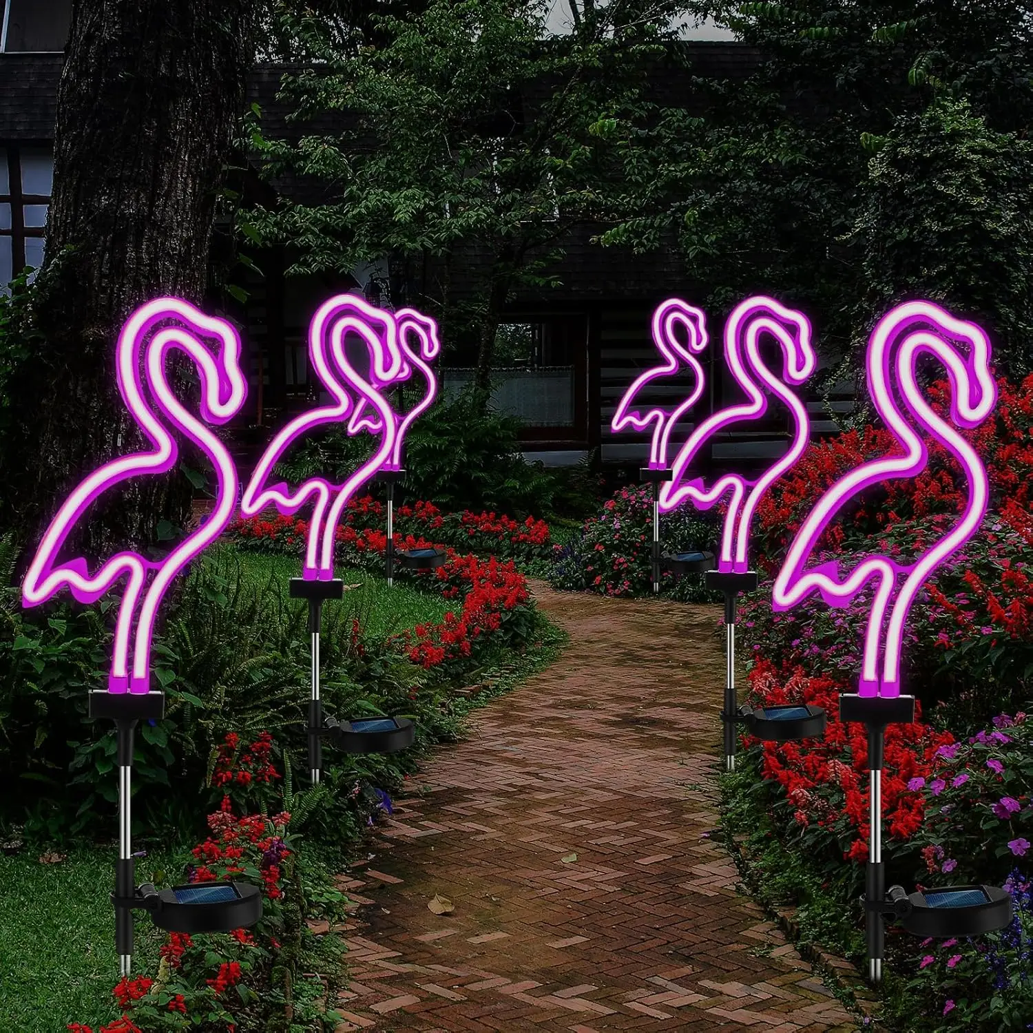 

Garden Solar Flamingo Light Outdoor Solar Stake Lights Sun Powered Neon Decorative Lighting Yard Art Garden Decoration Lamp Gift