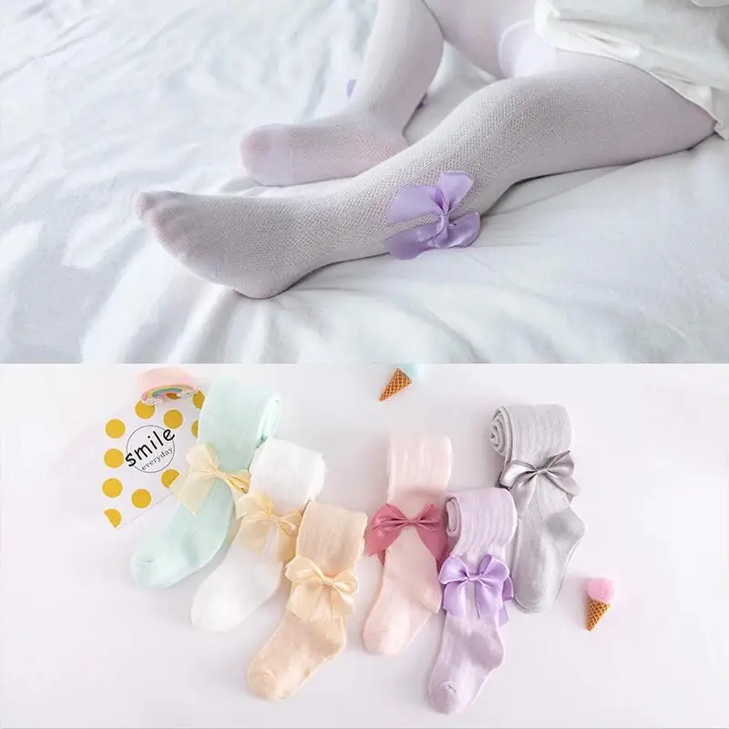 

2/1 Pcs Pantyhose for Infants Girl Tights Summer Mesh Ultra Thin Bottom Young Children Lolita Girls' Bow Pantyhose