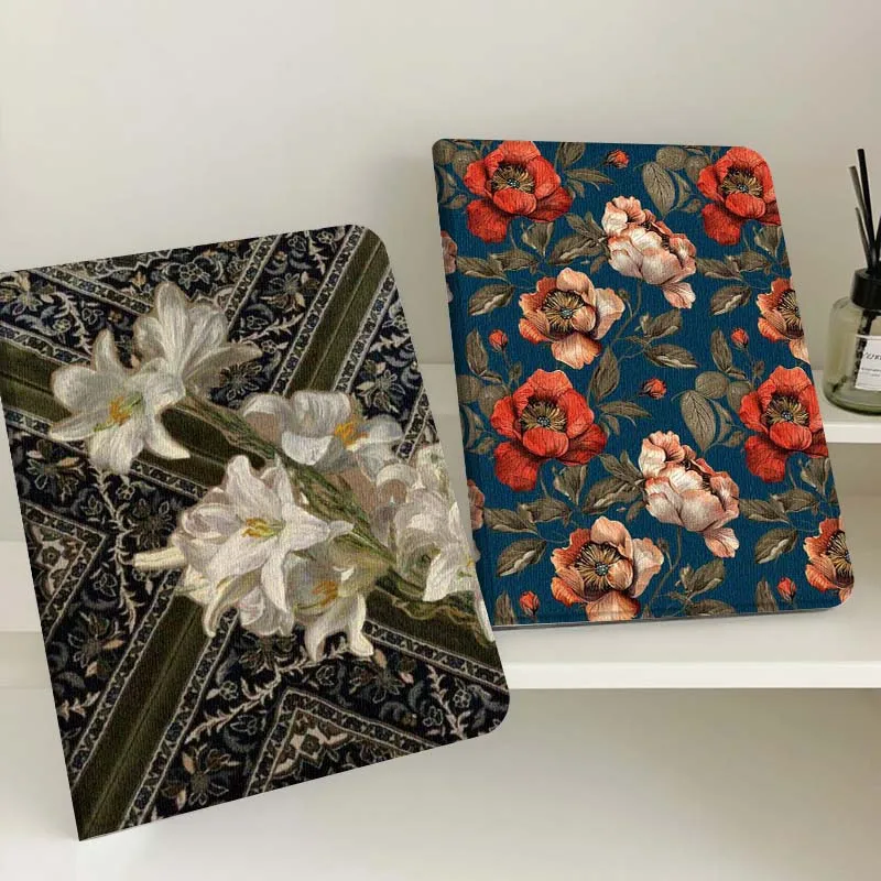 

White Lily Floral Pattern Gift Tablet Case For Samsung Tab Galaxy S6 S11 A A7 A8 A9 A11 10.1 10.4 10.5 Plus Lite