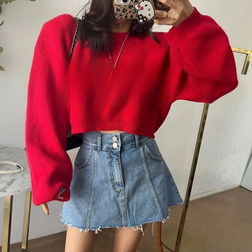 REALEFT الربيع الصيف خمر المرأة الدنيم التنانير القصيرة 2025 جديد عالية الخصر المرقعة عادية ألف خط مثير التنانير الصغيرة الإناث #5