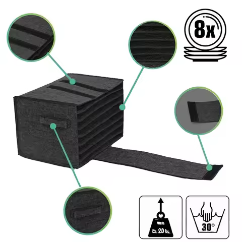 2PCS Caravan Plate and Cup Holders Set with Cup Holder Camping Dinnerware Storage Felt Bag for Motorhome Caravan Kitchen