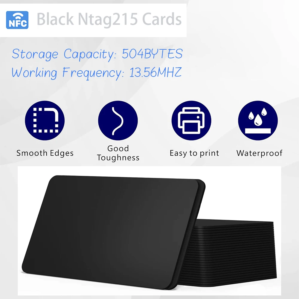 

10/20 Black NFC Card Rewritable NFC Cards NFC Business Card NFC 215 Cards NFC Ntag215 Cards Blank NFC Cards Rewritabl 504 Bytes