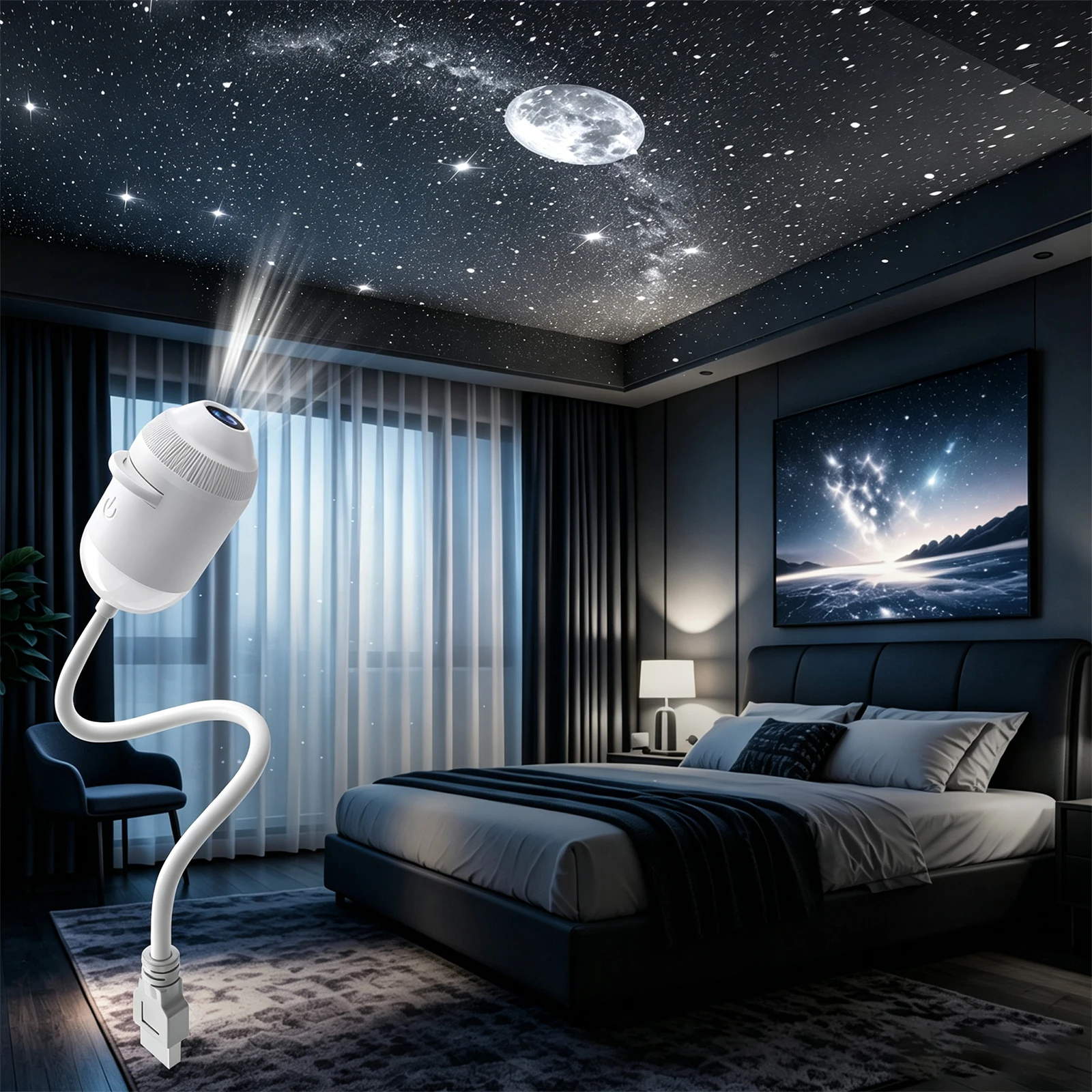 Space Projectors Night Light 360 Rotating Galaxy Light Star Projectors USB Powered Smart Night Light Projectors (With 24 Films)