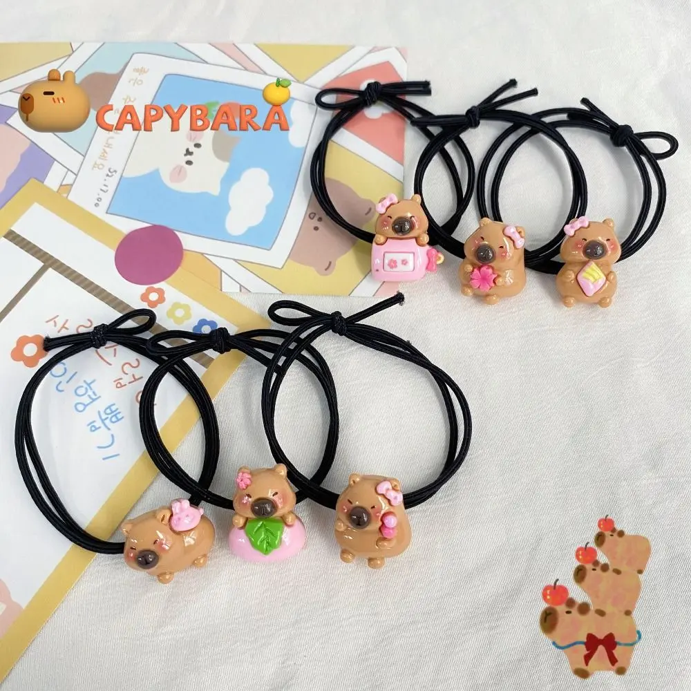 Simple Capybara Hair Ties Cute Cartoon Sweet Hair Rope Elastic Resin Scrunchie