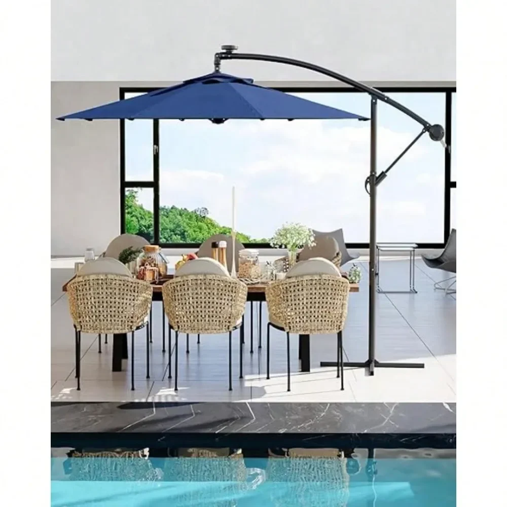 

10FT Offset Hanging Cantilever Umbrella,Patio Table Umbrella With 360 Rotating Base Outdoor Sun Shade With Easy Tilt Adjustment