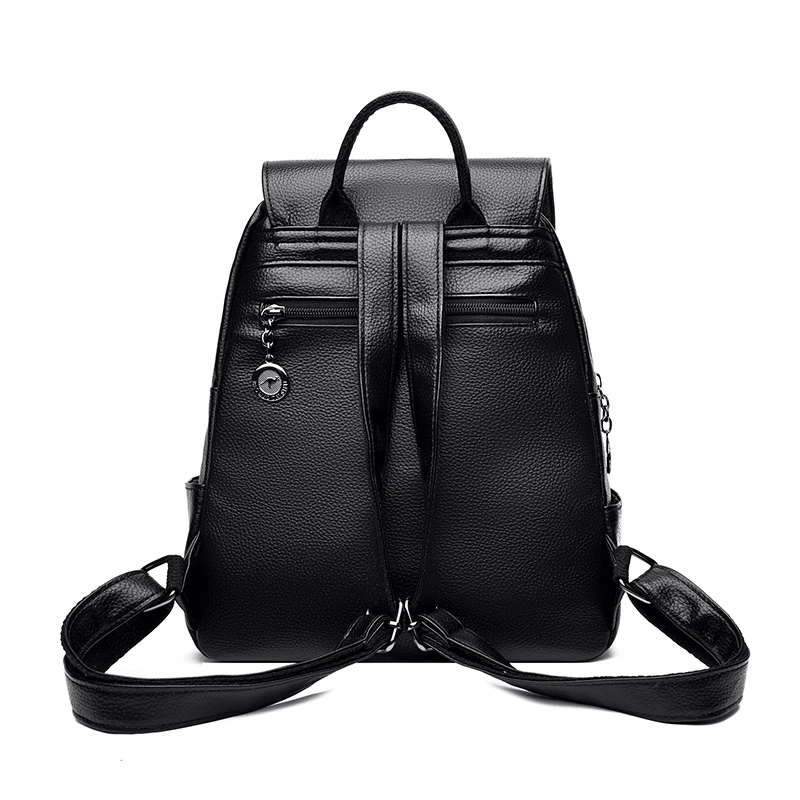New Fashion Women's Solid Color PU Leather Backpack Elegant Tassel Shoulder Bag with Multi-Pocket Zipper Closure Daily Handbag