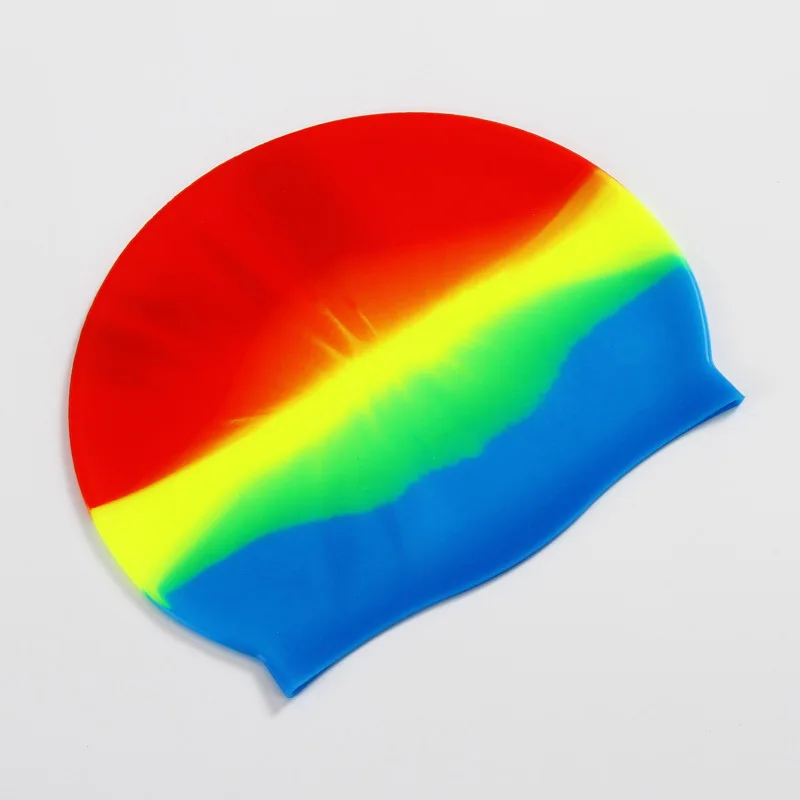 Men Women Silicone Waterproof Swimming Cap Gradient Color Dry Hair Swim Cap for Adult Protect Ears Swim Hat Swimming Accessories