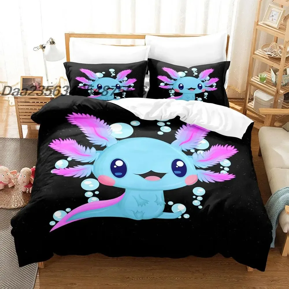 

New Animal Axolotl Bedding Set Single Twin Full Queen King Size Bed Set Aldult Kid Bedroom Duvetcover Sets Cartoon Bed Sheet Set