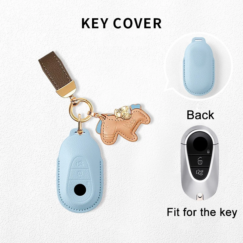Leather for Mercedes Benz W223 W206 S350L S400L S450L S500L C260l C200l Glc300l E300l Remote Key Case Cover Holder Accessories
