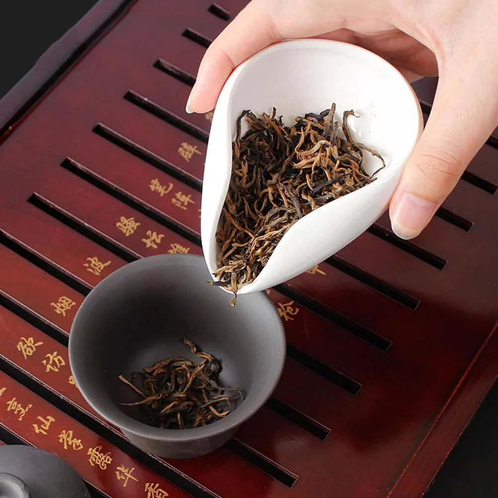 

2Pcs Ceramic Tea Spoon Elegant Tea Shovel Fine Workmanship Tealeaf Container Accessory Ceramic Scoop Teaware Accessory