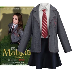 Movie Matilda Cosplay Costume School Uniform Coat Skirt Roald Dahl's Matilda Cosplay Halloween School Suit for Kids Girls Women
