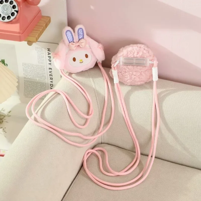 Kawaii Cinnamoroll My Melody Hello Kitty Sanrio estudiante lindo dibujos animados teléfono móvil cuerda monedero juguete de peluche para niños