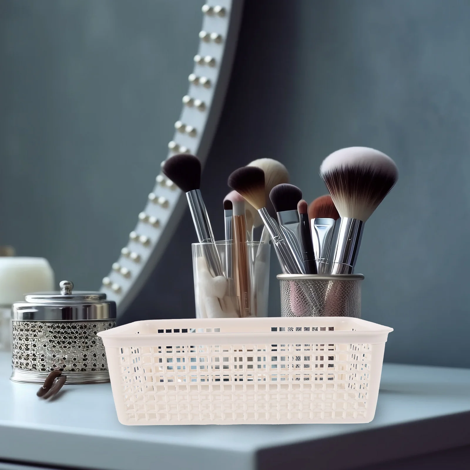 

3Pcs White Desktop Storage Baskets Large Capacity Plastic Organizer For Small Objects Kitchen Pantry Organizer Bins