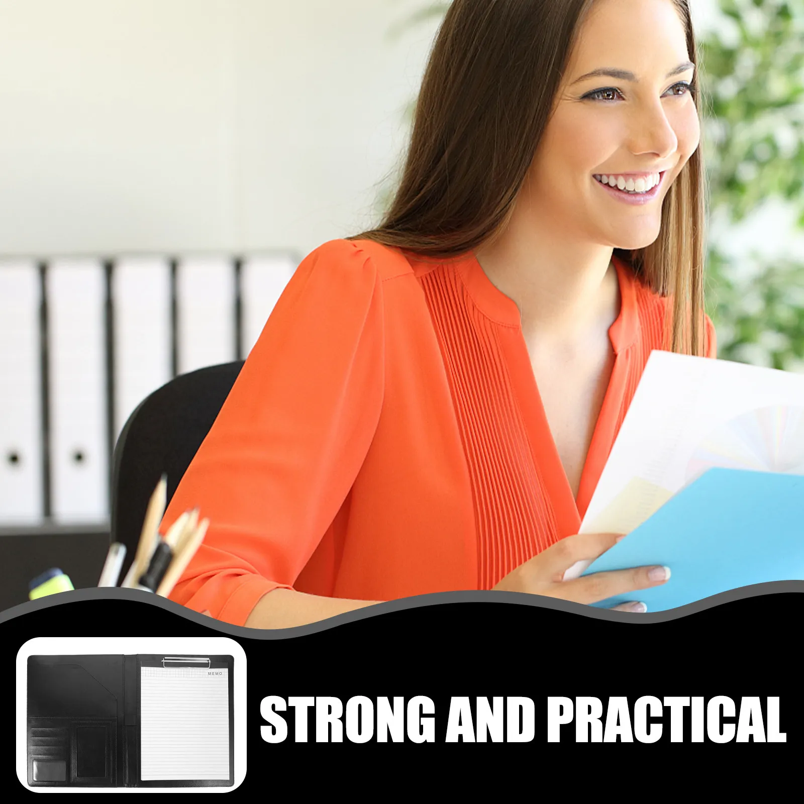 1set-pu-portfolio-folder-with-interlayer-document-storage-metal-clips-business-card-slots-flexible-pen-holder-for-office